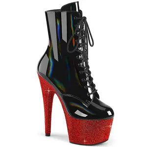 Pleaser Bejeweled-1020-7 Women's Rhinestone Detail Lace Ankle Boot, All-Seasons Shoe