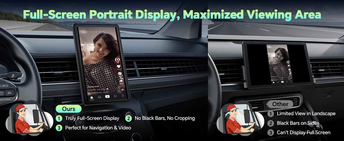 【SpringGlowUp】LAMTTO 8-Inch CarPlay Screen for Vehicles — Suction Cup Mount and Magnetic Holder Install on the Air Vent Without Blocking the Driving View. Portrait Mode for Shorts Viewing and Landscape Mode for Movie Playback