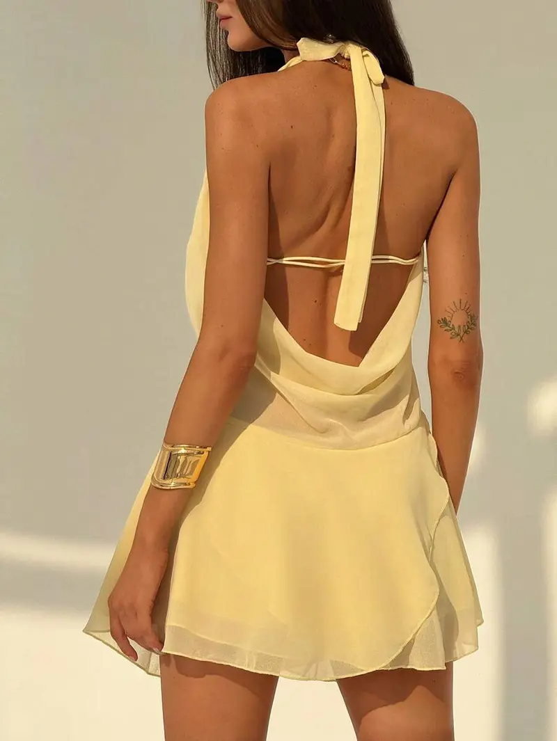Pastel halter neck dress - TikTok Shop