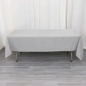 Premium Polyester Rectangle Tablecloth 60"x102" Silver - 220GSM Wrinkle-Resistant Table Cover