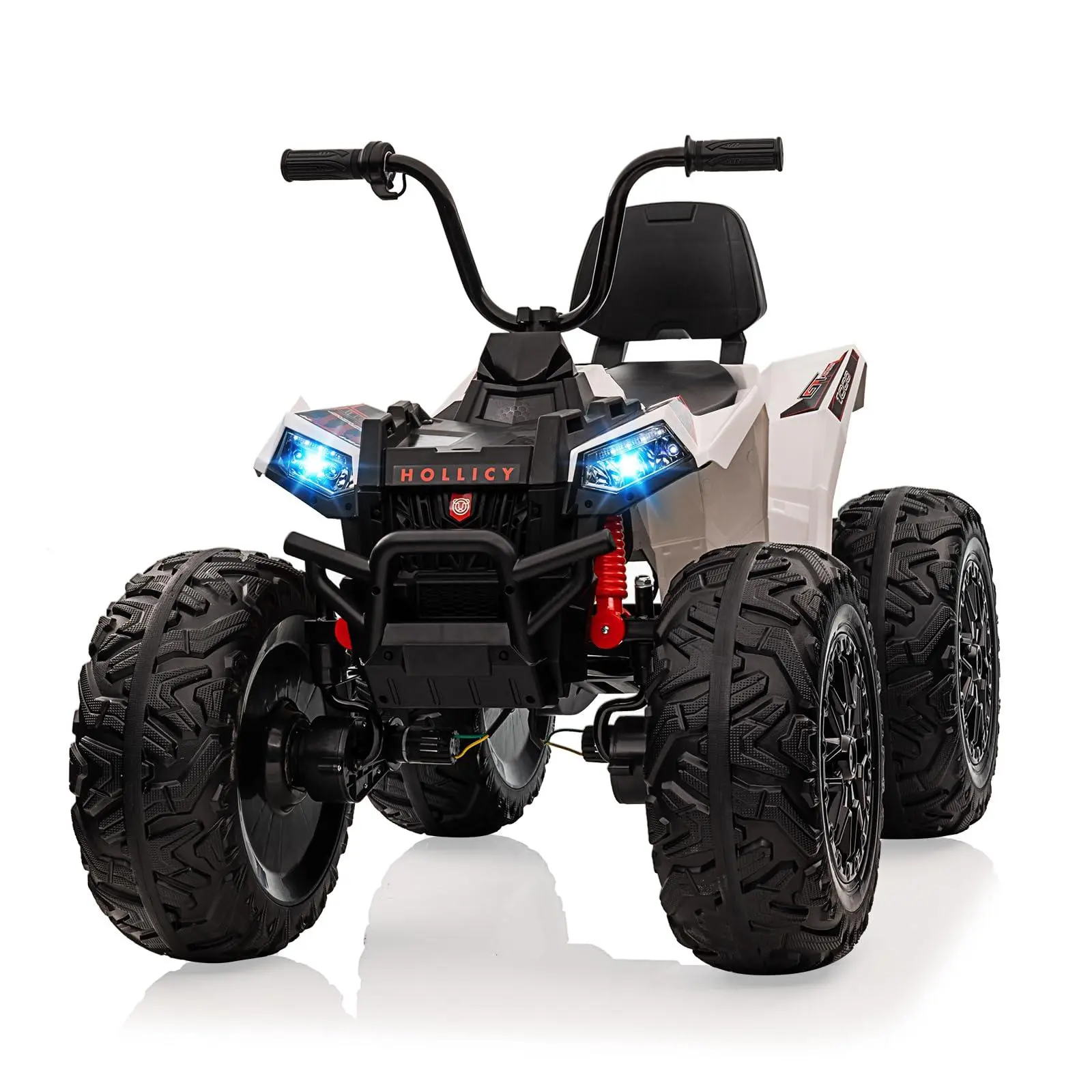 24V Kids ATV, 4WD Electric Ride-on Car with Full Metal Suspension & EVA Tires | Includes Bluetooth Music & Parental Remote Control, Electric Kids Car White
