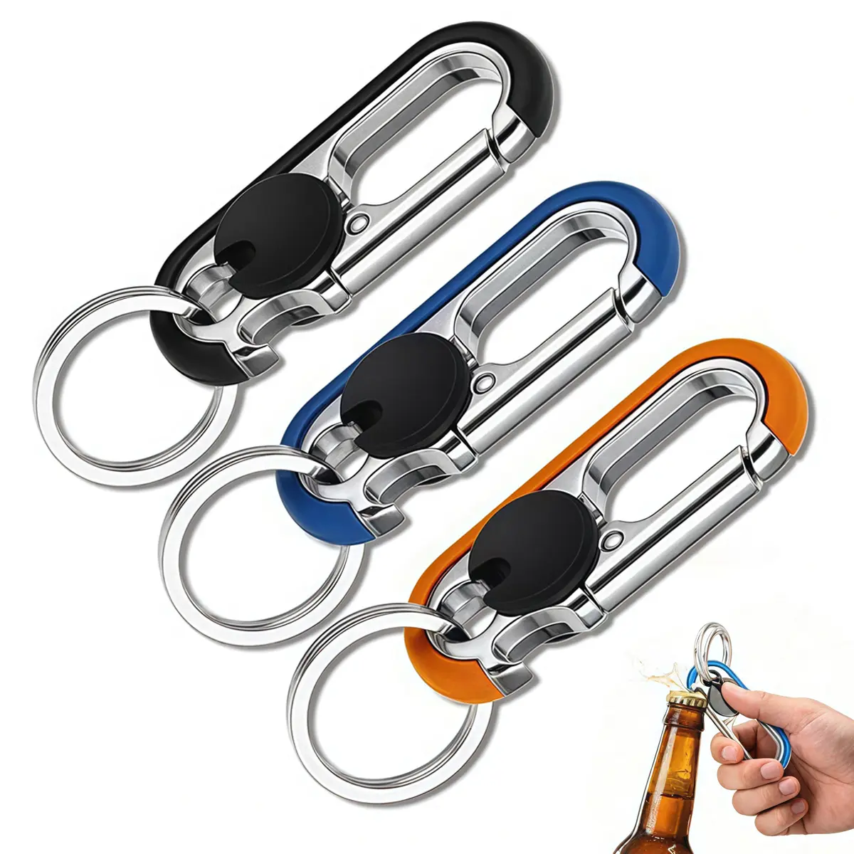 Multifunctional Stainless Steel Bottle Opener Keychain - Men's Accessories, 1 or 3-Piece Keyrings for Keys, Car & Vehicle Accessories, Personalized Business Gifts for Boyfriend