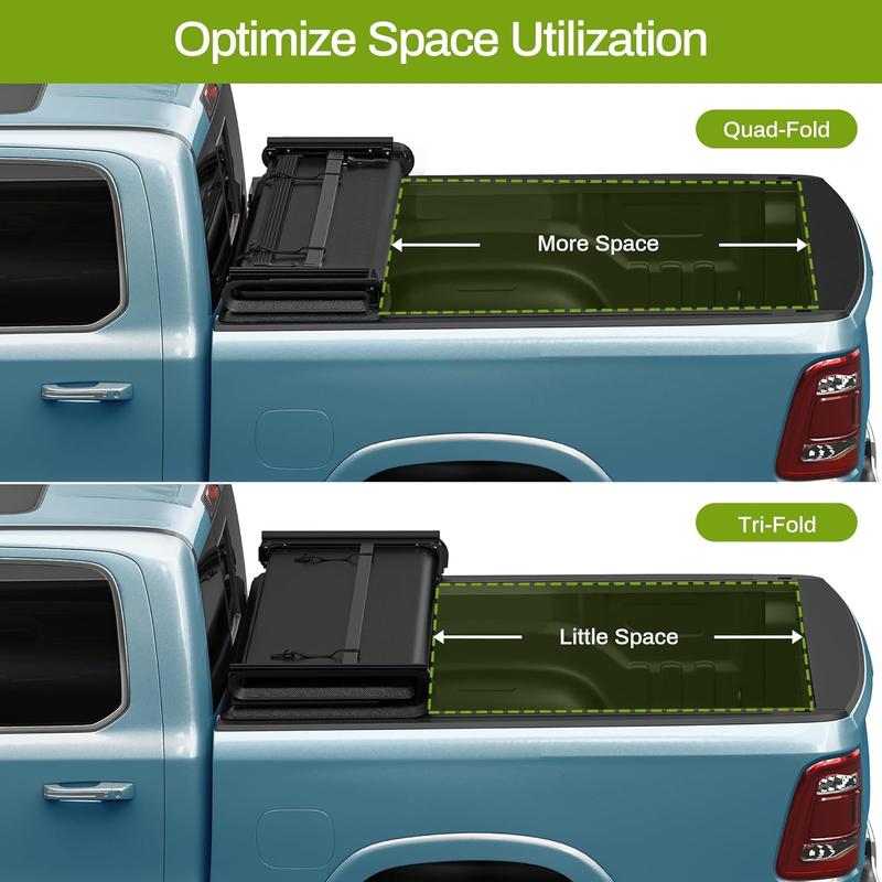 OEDRO Soft Quad-fold Truck Bed Tonneau Cover Compatible with 2004-2014 Ford F-150 F150 (Excl. Raptor Series) 5.5ft Bed pickup  cover