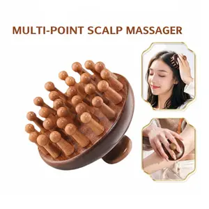 28-Tooth Full Body Massage Comb Made of Wood with Round Comb Heads, Handcrafted Wooden Massage Comb