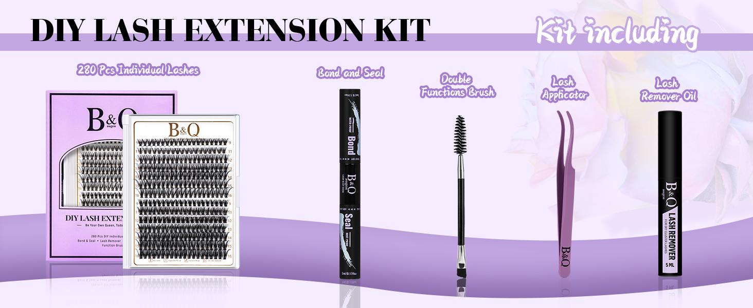 30D+40D Kit l B&Q 280pcs Individual Natural Look Clusters for DIY Eyelashes Extension, Waterproof Long Lasting Beginner Friendly Fake Lashes Stacking Makeup Gift Cosmetic Feb Stockup