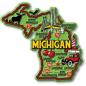 Michigan Colorful State Magnet by Classic Magnets, 3.6" x 3.4"