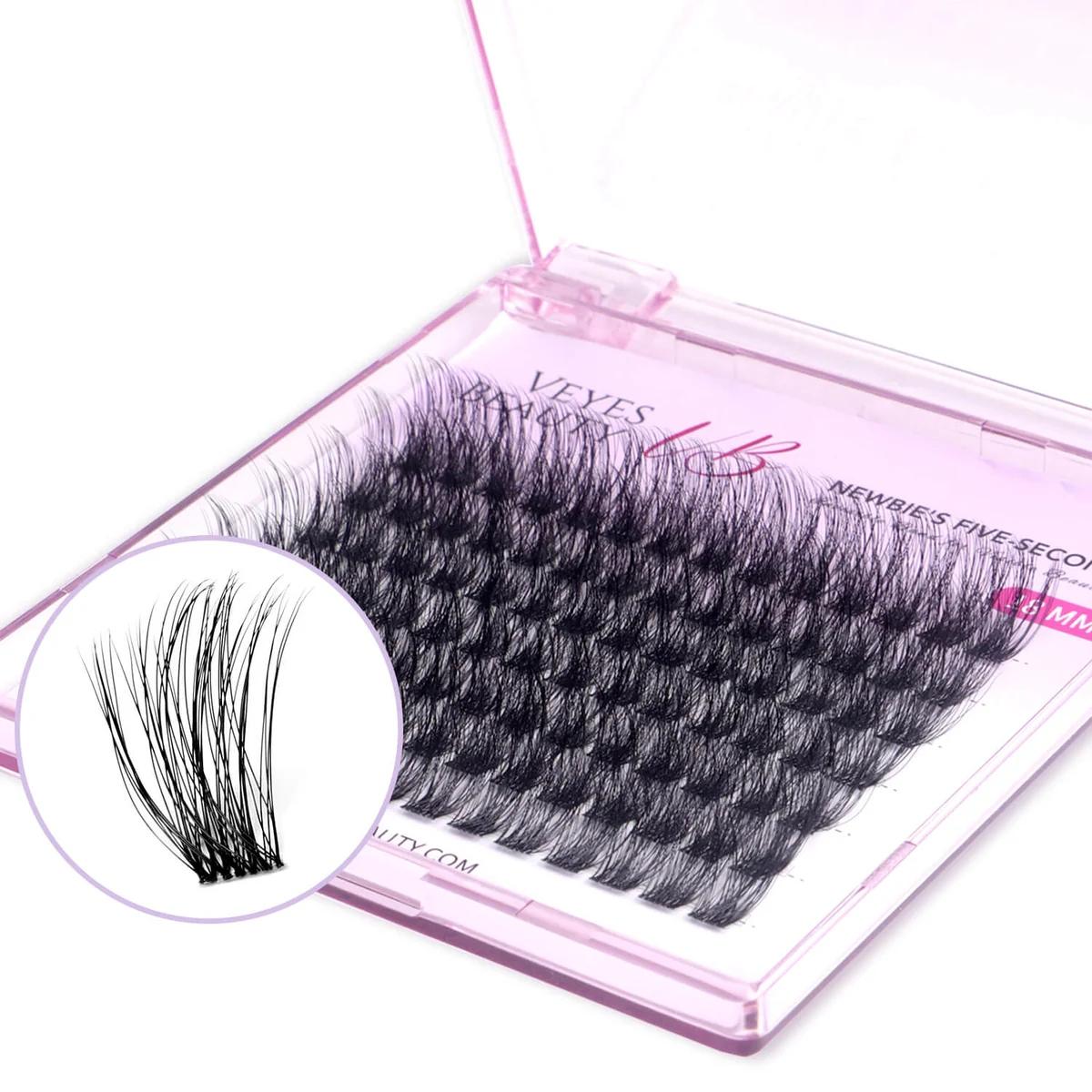 VEYESBEAUTY Dreamy 10mm-18mm Cluster Lash Single Length Refill & Replacement OptionFor Mixed Length Invisible Band Lashes Eyelashes Newbie's Five-Second Volume Wispy Soft Comfortable Mini Tray Makeup Cosmetic for Self Application at Home
