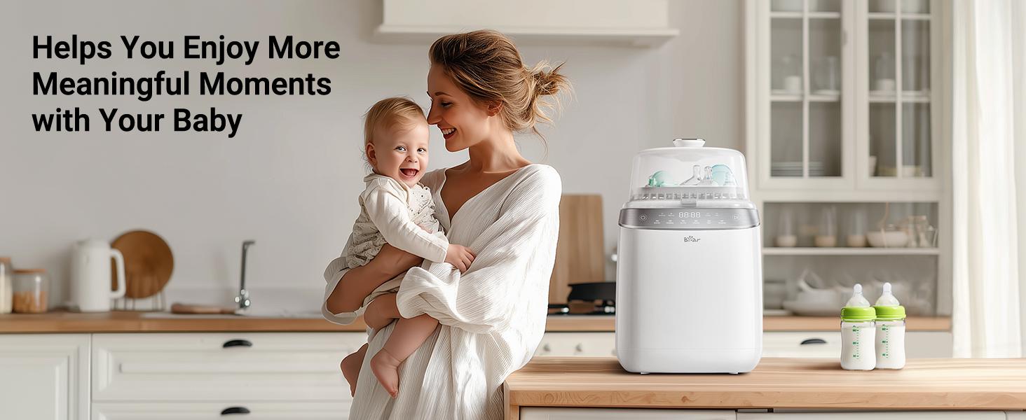Bear Bottle Washer Pro, Baby Bottle Washer and Sterilizer and Dryer - All in One Machine for Bottles, Pump Parts & Baby Essentials with 90 Detergent Tablets - Effortless, Time-Saving