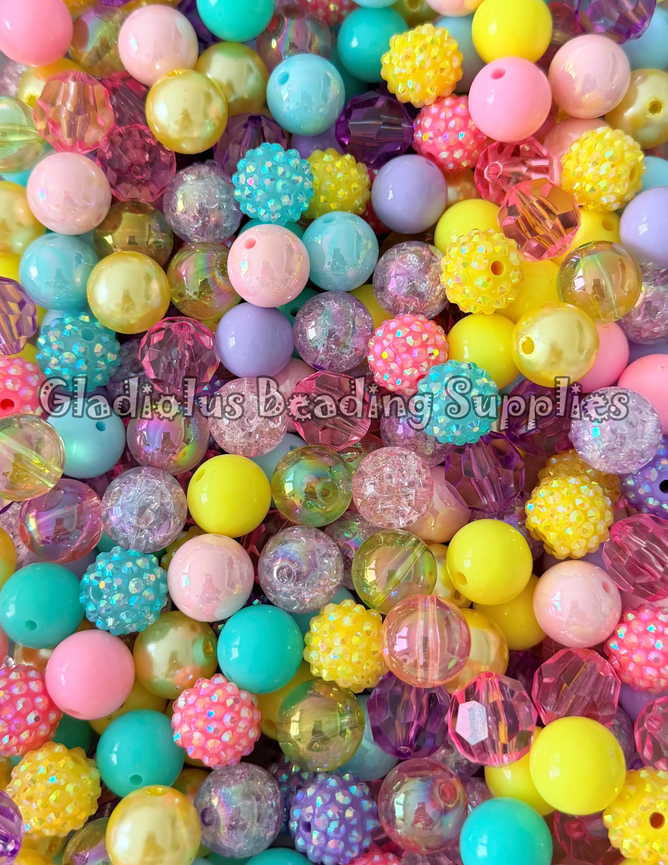 16mm Easter Beads, Easter Color, Bunny Theme, Egg, Resin, Loose, Chunky Beads, Round, Gumball, Crafting Supplies