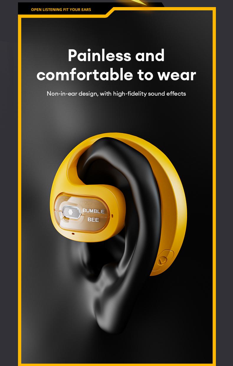 【US Local Shipping】Transformers TF-T07 Wireless Earbuds Bluetooth 5.4 Wireless Open Free Ear Gaming Headphones IPX5 Waterproof Noise Cancelling Running Sport Wireless Bluetooth Earbuds with Mic and Earhooks Compatible For Android/iOS