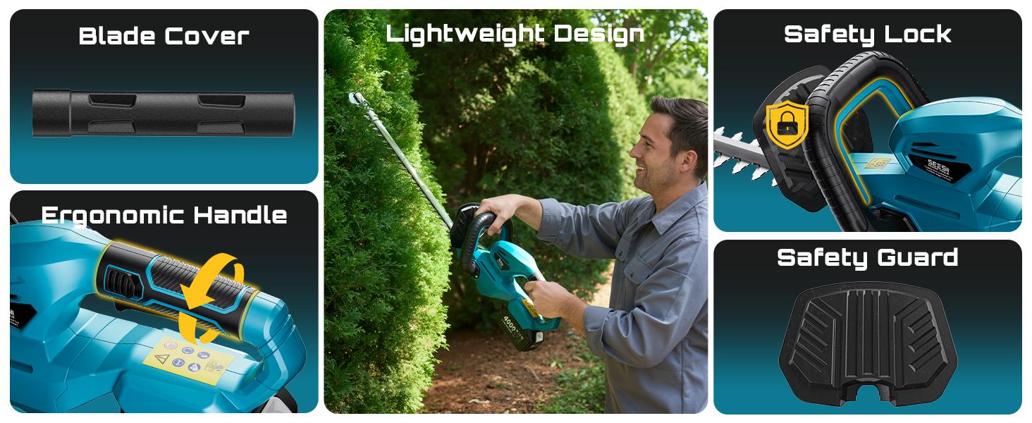 SEESII Cordless Hedge Trimmer & Leaf Blower Kit,With 20" Dual-Action Blade And 2 Speed Modes, 2 Pcs 4.0Ah Batteries, Yard Cleanup Fast & Powerful, Long Battery Life, Safe & Lightweight for Full Garden Upkeep HC100