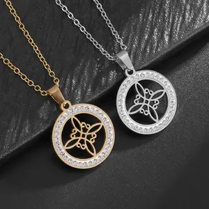 Witch Knot Necklace 18K Gold Plated Or Silvery Pendant Necklace, Copper Pendant with Cubic Zirconia Necklace, Nudo de Bruja Collar con Colgante de Cobre, Witchcraft Jewelry Protection Amulet Gift