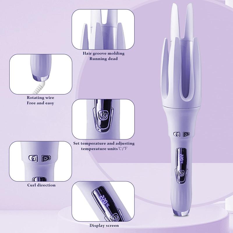 Automatic Hair Curler,Automatic Curling Iron with 4 Temperatures,Dual Voltage Rotating Curling Iron with 1 1/4 inch Fast Heating and Auto Shut-Off Automatic Hair Curler,Automatic Curling Iron with 4 Temperatures,Dual Voltage Rotating Curling Iron with 1 1/4 inch Fast Heating and Auto Shut-Off