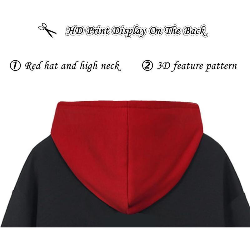 Unisex Anime Hoodie Cosplay Costume Men Black 3D Novelty Hooded Sweatshirt Pullover Jacket Outerwear Coat for Women