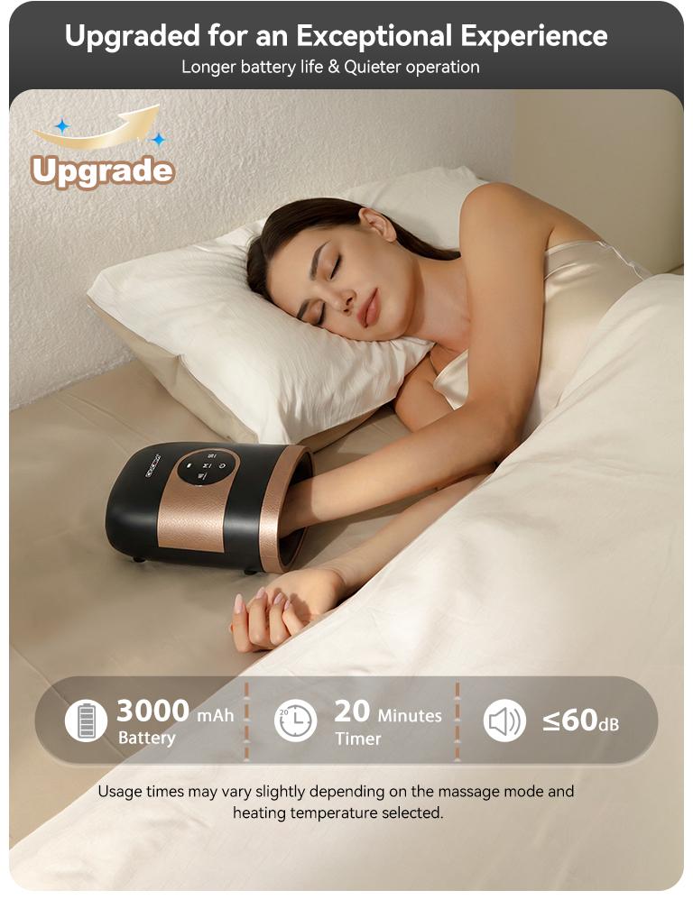 [Plus Model] CINCOM Upgraded Hand Massager (BLACK), Cordless Hand Massager with Heat for Gifts