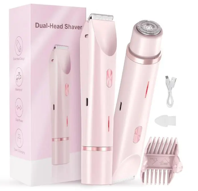 Women's Rechargeable 2-in-1 Bikini Trimmer-Electric Shaver & Epilator with Dual Heads, Painless Bikini Hair Removal Tool for Adults' Underarms/Legs, Shower-Safe, Travel & On-the-Go Beauty Gift, Her, Travel And On-The-Go Use, Painless Grooming, Portable
