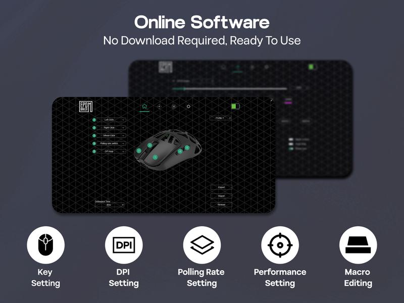 EPOMAKER Carbon X Wireless Rechargeable Gaming Mouse 50g Carbon Fiber Shell 7-stage Adjustable DPI Sensor PAW3950 Omron Optical Left&Right Switches 20h 8kHz Polling Rate Tri-mode 2.4G/BT/USB-C for PC/Mac/Linux Gaming Accessories