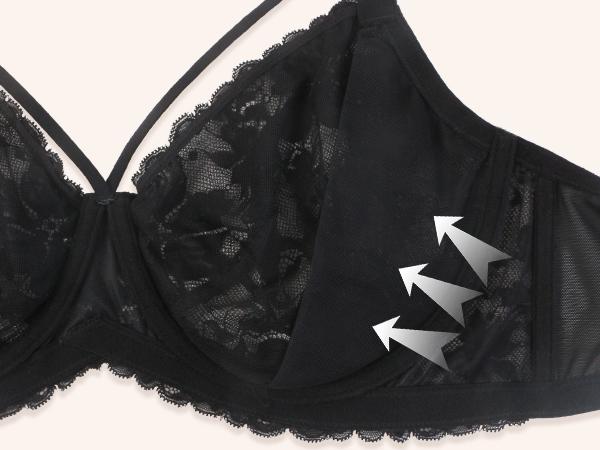 HSIA Pretty In Petals Plus Size Elegant Sheer Mesh Lace Unlined Full Coverage Strappy Underwire Non-Padded Bra with Minimizer Support  Wide Adjustable Straps for Women's Everyday Lingerie