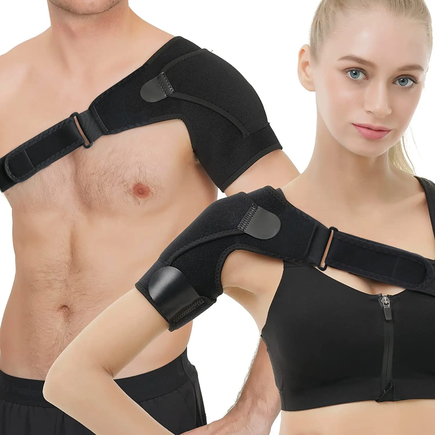 Adjustable Shoulder Support Brace,Breathable Neoprene,Left/Right Compatible,Double Compression,for Pain Relief,Injury Recovery and Sports