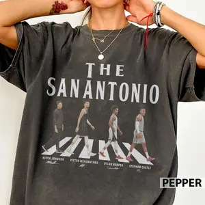 [ SPORTS GRAPHIC TEE - SALE UP TO 45% ] The San Antonio Walking Signatures Comfort Colors Basketball Shirt, Wembanyama Castle Harper Gift For Fan Basketball Unisex