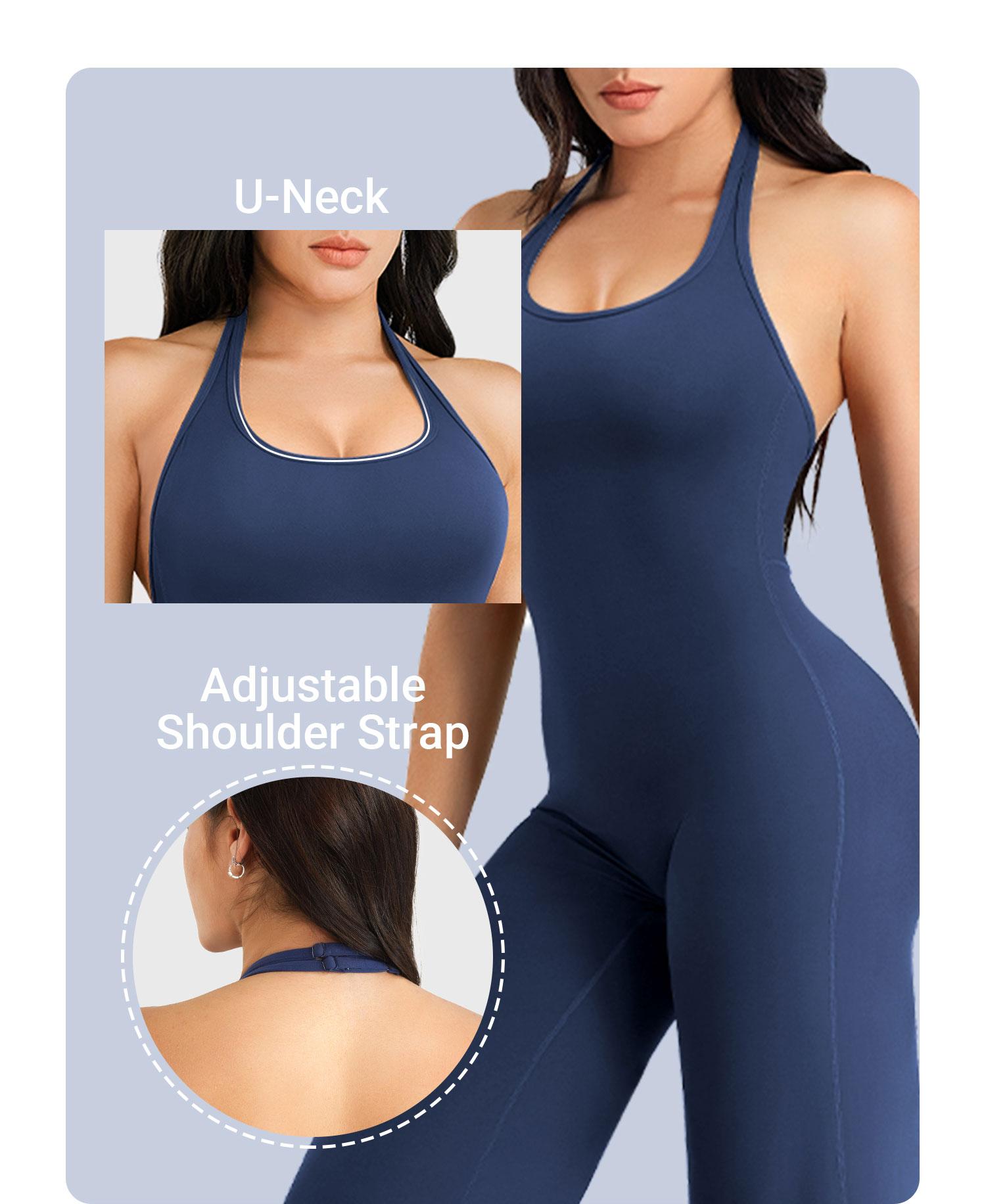 YEOREO Women's Wide Leg Sleeveless Yoga Jumpsuit Romper with Adjustable Fit & Hidden Scrunch for Glute Support Greenish YEOREO Women's Wide Leg Sleeveless Yoga Jumpsuit Romper with Adjustable Fit & Hidden Scrunch for Glute Support Greenish