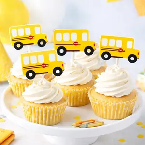 School Bus Cupcake Toppers School Bus Birthday School Bus Party School Bus Decorations School Bus Cake Toppers Bus Party School Bus Supplies