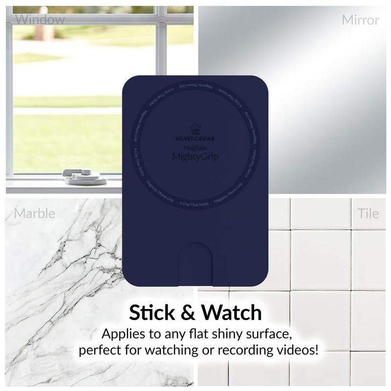 Velvet Caviar Admiral Navy MightyGrip MagSafe Mount - Suction Cup Phone Case Mount Compatible with MagSafe Devices Only - Magnetic Silicone Sticky Grip