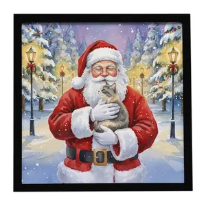 Carolines Treasures FNT1117MFP88 8 x 8 in. Dilute Tortoiseshell Cat with Santa Claus Framed Metal Print