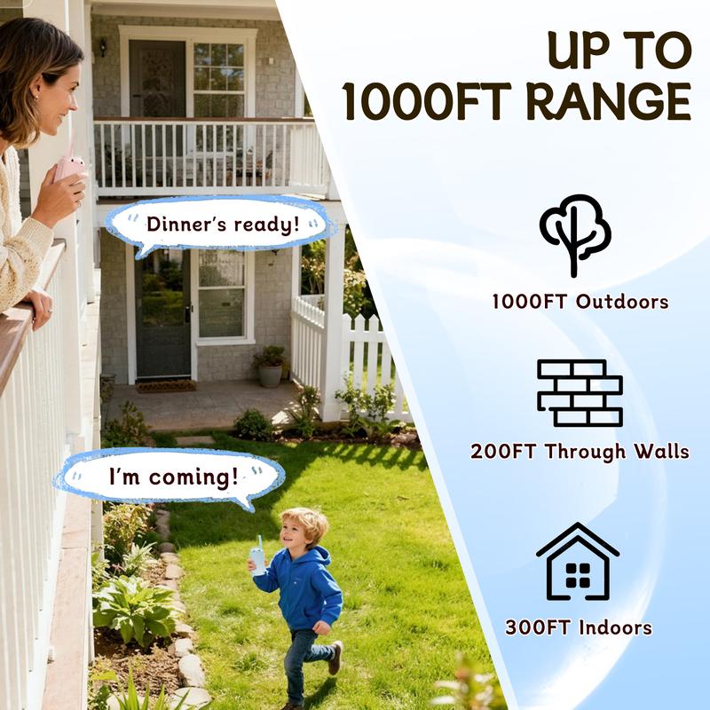 Kids Video Walkie Talkies Toys 2 Pack Long Range Communication with Camera Ideal for 3-12 Year Olds Colorful Audio for Outdoor Indoor Play Holiday Christmas Gifts Video call intercom Christmas Sock Filler