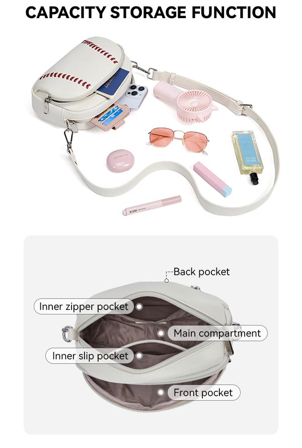 [Valentine's Day Gift] BOSTANTEN Baseball Crossbody Purse for Women,Small Shoulder Bag Vegan Leather Sports Moms with Adjustable Strap,clear bag stadium approved for baseball game fan Casual Daily