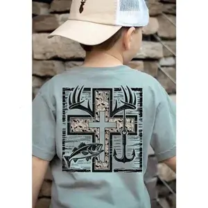 Youth and Adult Cross Camo Hunting and Fishing Shirt clothes, toddler boy clothes, western baby clothes, trending summer, gift for son, family shirt