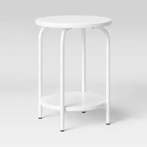 Pillowfort Kids' Bedside Cabinet Metal Nightstand Table Shelving Round White
