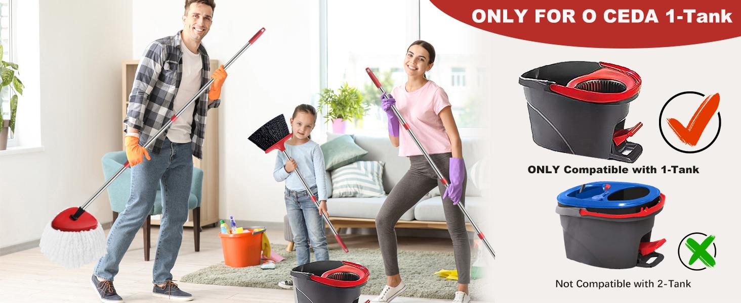 EasyWring Microfiber Spin Mop Replacement Head, Base Handle Replacement Set , with 2 Microfiber Refills Triangle Base & 30-58in Adjustable Handle Combo shower floor scrubber