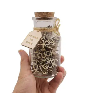 Jar of Fucks Gift, Fucks to Give 70 Pcs Wooden Cutout Letter Piece BadMood Vent Spoof, Give Funny Giftsfor Friend Family Party Holiday Valentine's Day Birthday Day Christmas Encouragement