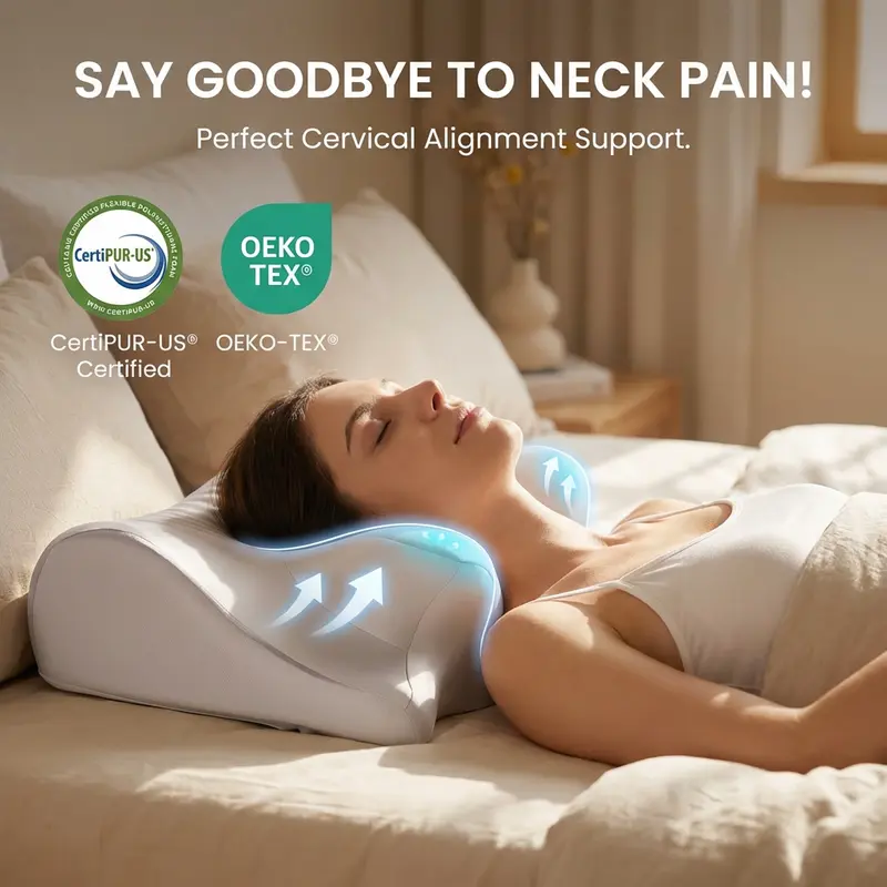 Restful Bliss Side Sleeper Pillow – Ergonomic Memory Foam Neck & Shoulder Support, Breathable Cervical Alignment Design for Side Sleeping, Pressure Relief, All-Night Comfort, Durable Contoured Orthopedic Pillow