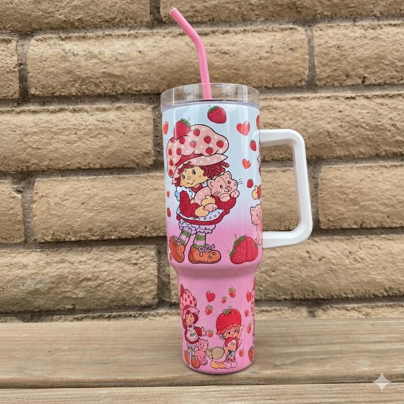 Strawberry Shortcake Tumbler 40oz Shimmer Pink Gradient