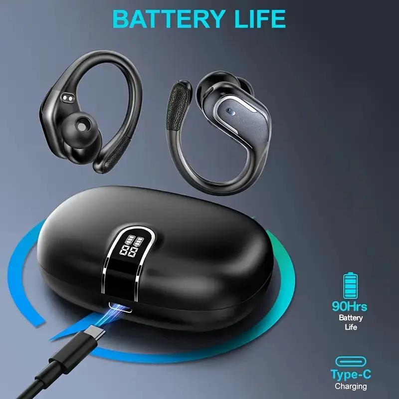 NEW M75-Wireless Earbuds Bluetooth Headphones Playback Ear Buds Power Display with Noise Canceling Mic Headsets for Sports Workout Running Black Audio Electronic