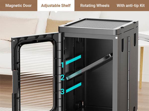 Broview Tall Narrow Storage Cabinet Organizer, Slim Bathroom Cabinets with Doors and Shelves Adjustable, Plastic Kitchen Pantry Organizers and Storages for Small Space, Laundry