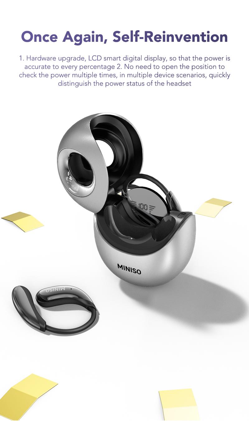 MINISO MS209 Wireless Bluetooth Earbuds, Bluetooth 6.0, OWS Earphones , Sports Headphones, Built-in Microphone, Compatible with Android/IOS MINISO MS209 Wireless Bluetooth Earbuds, Bluetooth 6.0, OWS Earphones , Sports Headphones, Built-in Microphone, Compatible with Android/IOS