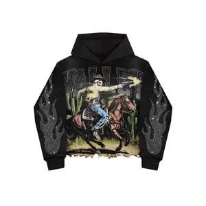Valley Dreams Cowboy Skeleton Print Graphic Shirt Y2K Shirt Unisex  Streetwear Graphic Tee Casual Spandex Hoodie Women
