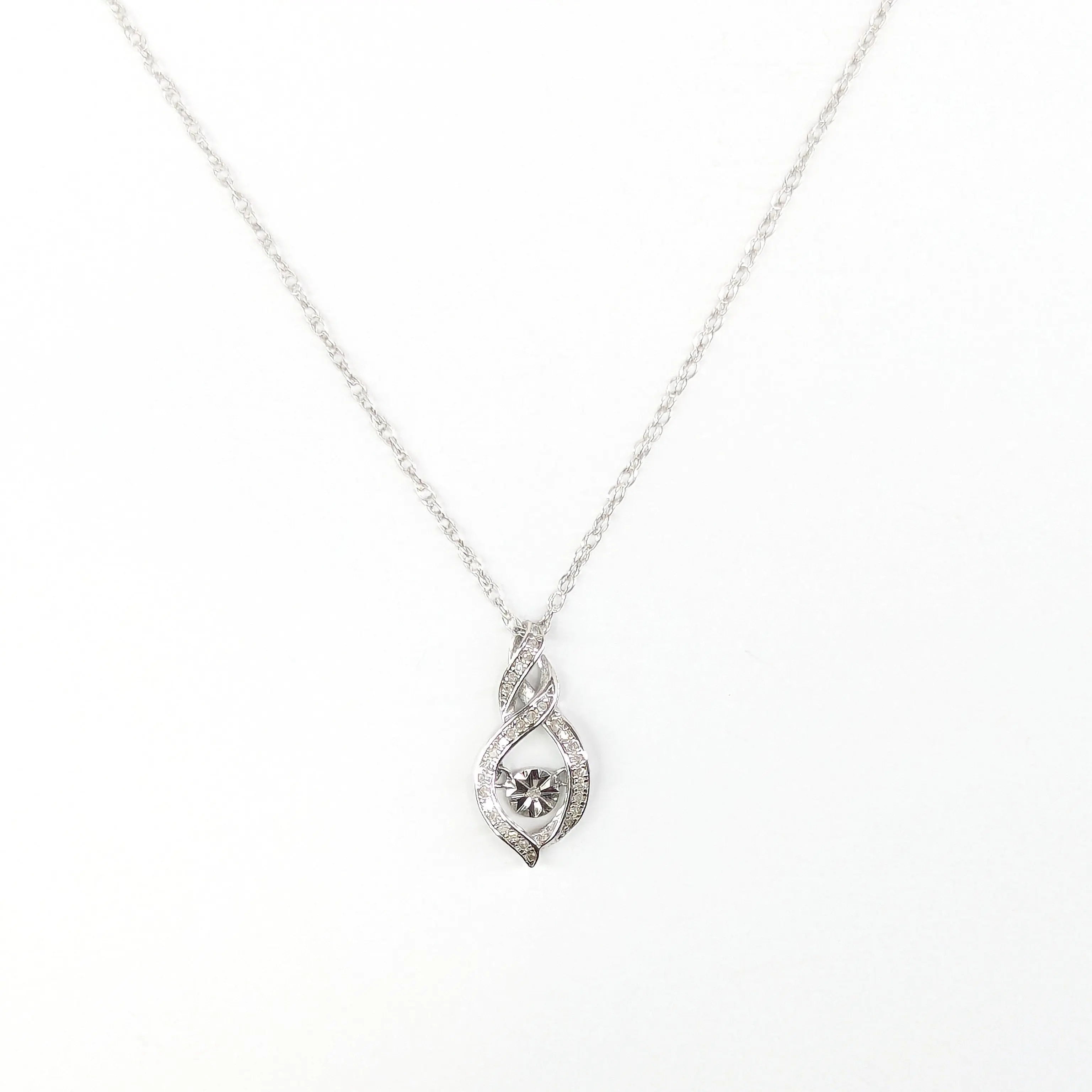 Floating Diamond .10 CTW Necklace 925 Sterling Silver