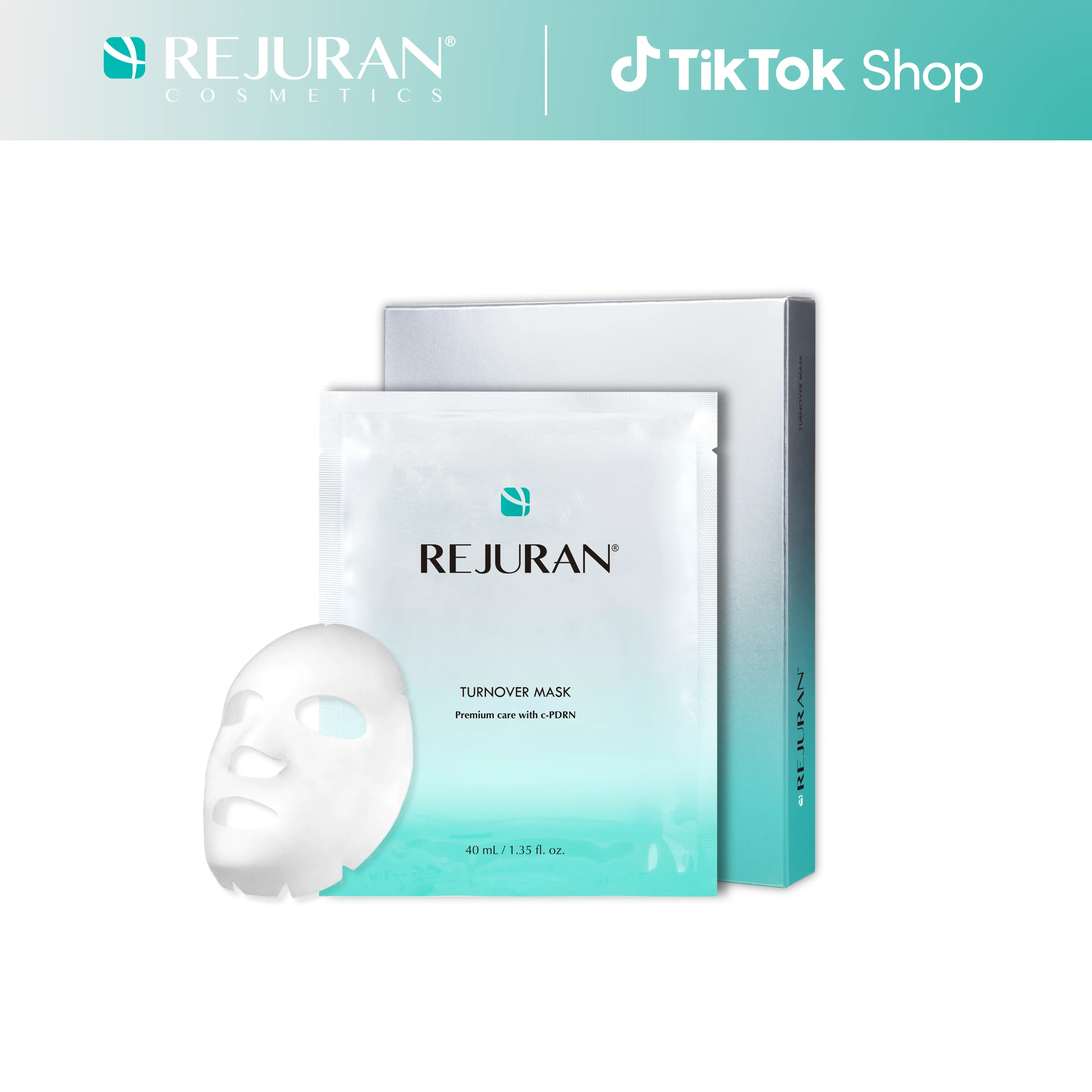 REJURAN Turnover Mask, c-PDRN - Skin Repair, Firming, and Deeply Nourishing Ultra Microfiber Sheet Mask, Clinically Developed Korean Skin Care 5-Pack Smoother Radiant