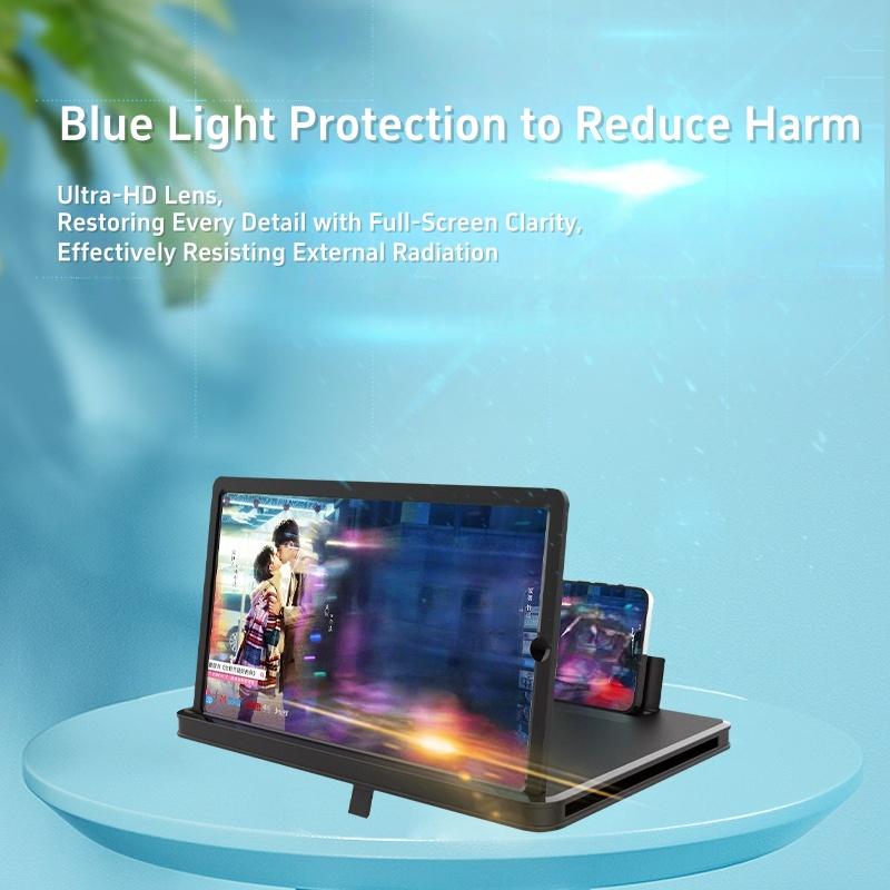 10"/14"Mobile Phone Magnifier - Ultra-HD Screen Magnifier for Easy TV Viewing Dual Orientation for Landscapes and Portrait Use Eye Protection Full-Screen Mobile Phone Magnification Magnetic Smartphone Holder Wireless Charging Bracket