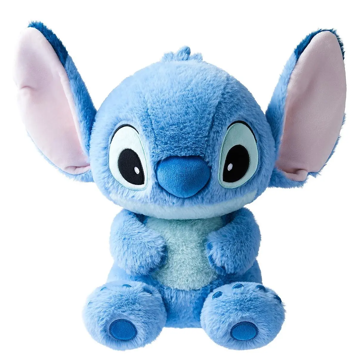 Disney Official Stitch Basic Style Sitting Plush Doll, Soft Fluffy Stuffed Toy, Kawaii Cartoon Ornament, Perfect Birthday Holiday Gift for Kids & Fans, Cute Stuffed Animal, Soft Huggable, Back To School, Soft Stuffed Collectible