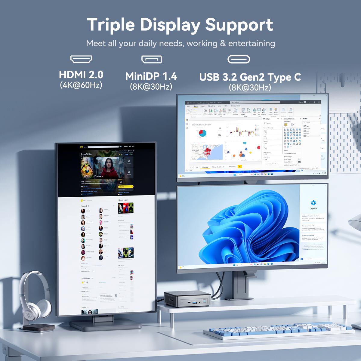 GEEKOM Air12 Mini PC | Intel 13th Gen N150, 16GB DDR5, 512GB NVMe SSD | 4K Triple Display via HDMI+MiniDP+USB-C, WiFi 6, BT5.2, Gigabit LAN, SD Slot, VESA Mount | Compact Desktop for Home, Office & Business Tower Computer GEEKOM Air12 Mini PC | Intel 13th Gen N150, 16GB DDR5, 512GB NVMe SSD | 4K Triple Display via HDMI+MiniDP+USB-C, WiFi 6, BT5.2, Gigabit LAN, SD Slot, VESA Mount | Compact Desktop for Home, Office & Business Tower Computer