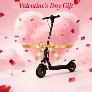 Valentine's Day Romantic Ride! 28-Mile Long Range E-Scooter,Dual Shock Absorption for Ultra Smooth Ride, Stable on Park Stone Roads & Seaside Pavements | 19mph Speed + 10-Inch Puncture-Proof Tires, No Range/Flat Tire Anxiety on Dates | 3-Speed Modes