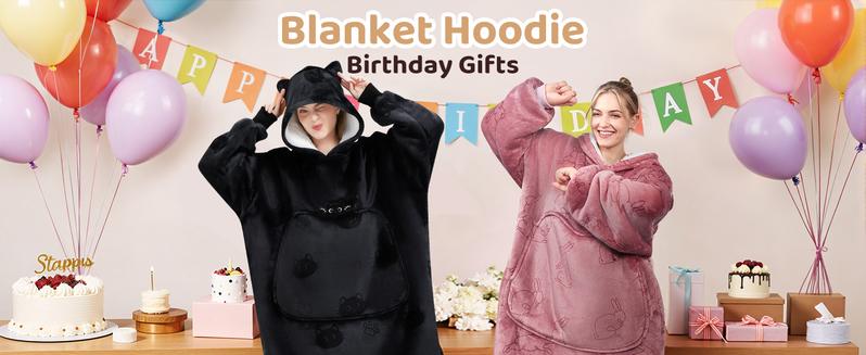 Wearable Blanket Hoodie for Adults, Cozy Oversized Sherpa & Flannel Sweatshirt with Giant Pocket, Gifts for Women