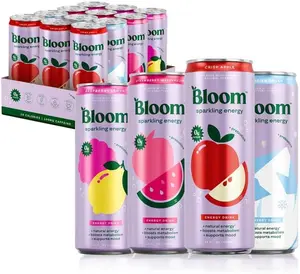 Bloom Nutrition Sparkling Energy Drink - Apple Crisp / Glacier Crush Variety Pack - Natural Caffeine, Zero Sugar, 180mg Caffeine - Antioxidant-Rich with Green Coffee Bean, Green Tea Extract, Prebiotics - 12oz 12 Pack