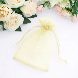 100 Pack Yellow Organza Drawstring Gift Bags, 5" x 7" – Wedding Party Favor Bags