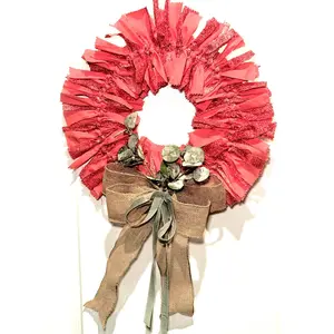 Farmhouse Rag Wreath/Front Door Decor/Rustic Fabric Wreath